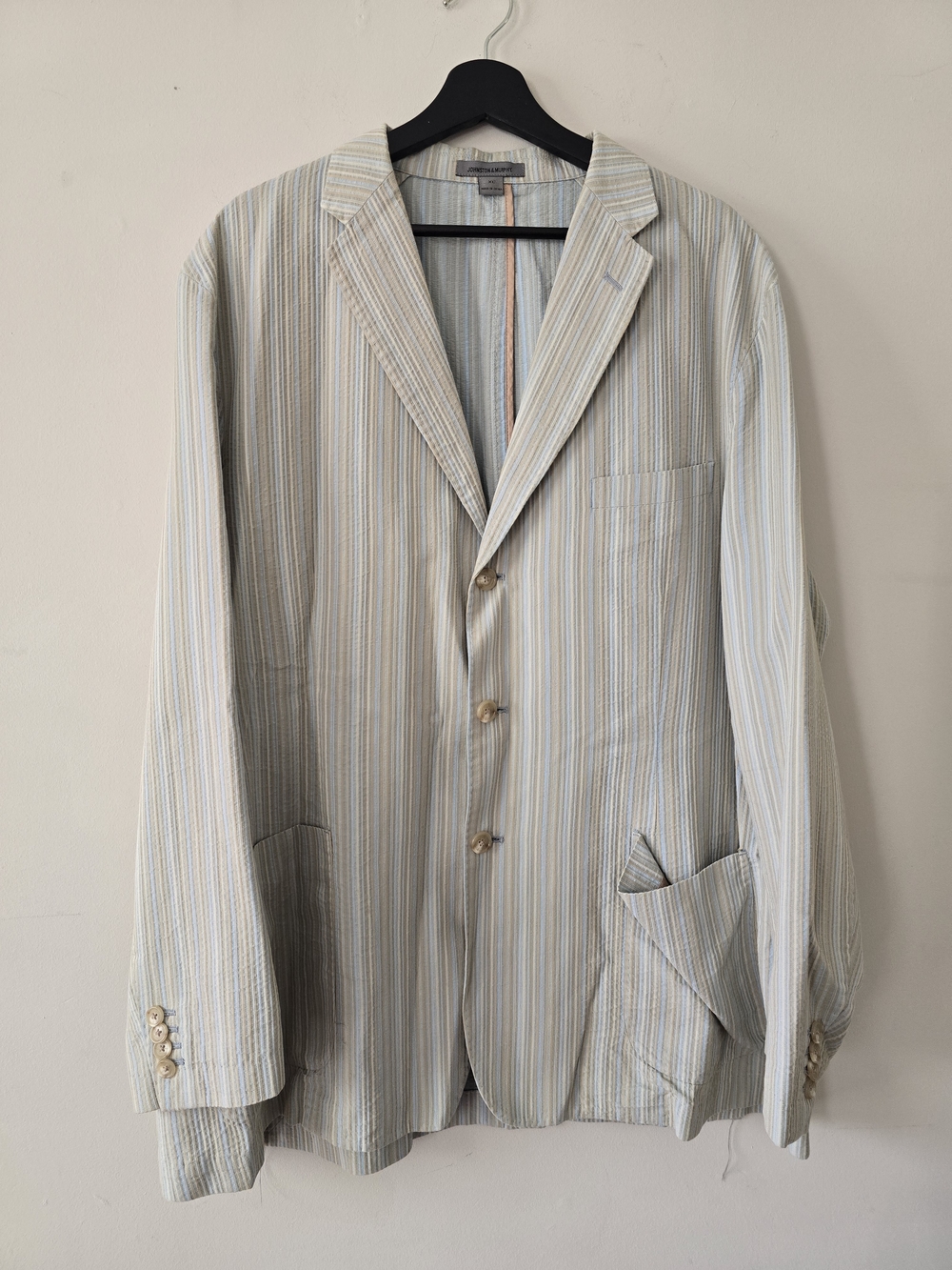 Johnson & Murphy Mens Striped Pastel & Cream Blazer- Size XL